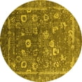 thumbnail image 1 of Ahgly Company Machine Washable Indoor Round Oriental Yellow Industrial Area Rugs, 8' Round, 1 of 4