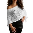 thumbnail image 2 of APEXFWDT Women Sheer Poncho Top Off The Shoulder Y2k See Through Shrug Mesh Cover Up Lightweight Asymmetrical Cape Top, 2 of 6