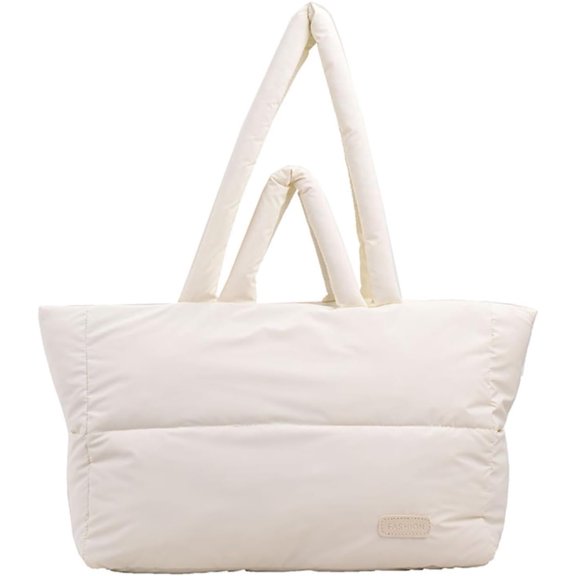 LinYooLi Large Quilted Puffy Tote Bag for Women Puffer Tote Bag Shoulder Handbags Purse Soft Padded Down Hobo Bag