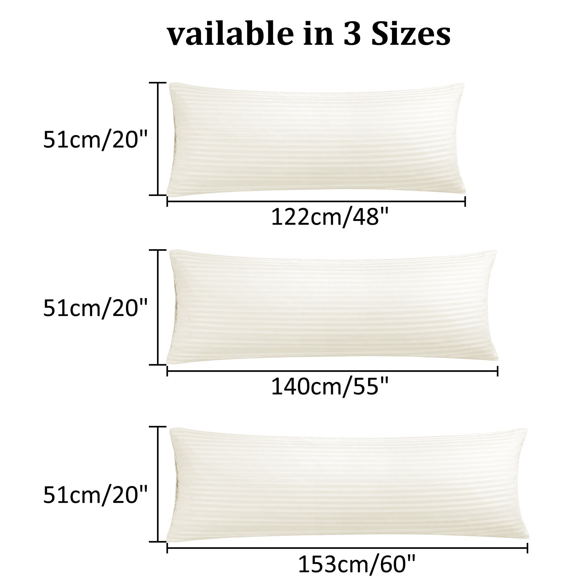 Unique Bargains Microfiber Body Striped Pillowcase Soft Khaki 20x48 Inch