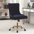 thumbnail image 2 of Scranton & Co Velvet Tufted Swivel Adjustable Office Chair in Blue and Brass, 2 of 5