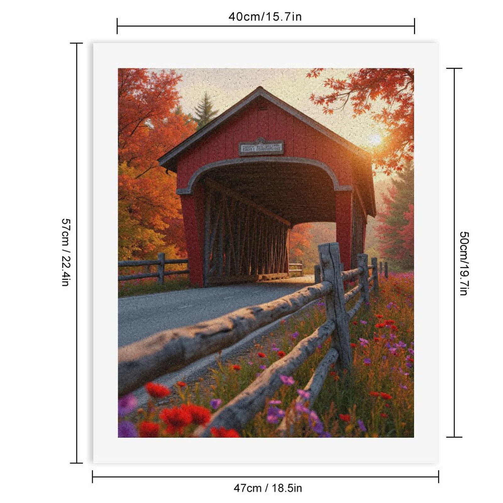 Paint by Numbers Kit for Adults, Autumn Covered Bridge Scenic View Paint by Numbers, Easy Paint by Numbers Kit for Adults Beginner, DIY Adult Paint by Number Kits on Canvas, Home Decor