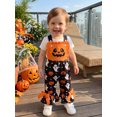 thumbnail image 4 of BemeyourBBs Kids Toddler Baby Girls Halloween Outfit Baby Girl Summer Fall Clothes Romper Overalls Cute Ghost Pumpkin Print Flare Pants Bell Bottom Jumpsuit Overalls, 4 of 9