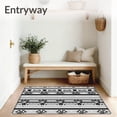 thumbnail image 3 of ODIKA 4'x6' Machine Washable Non-Slip Area Rug, Nordic Stripe Aesthetic with Festive Interlocking Motif High Traffic Rug, Black, 612013, 3 of 7