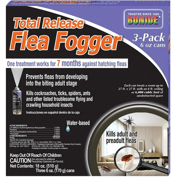 Bonide Chemical Total Release Flea Fogger, 6-Ounce, 3-Pack