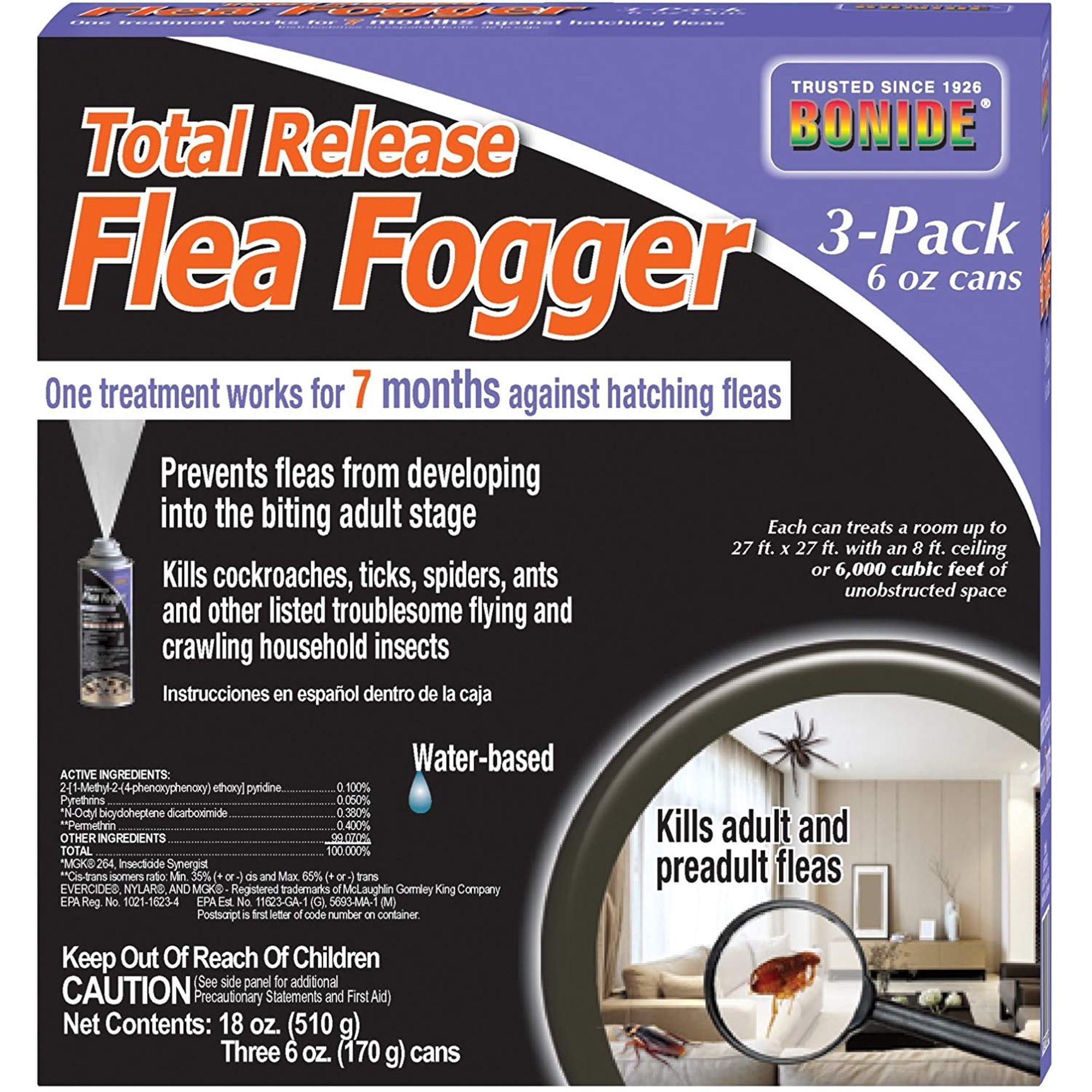 Flagline Bonide Chemical Total Release Flea Fogger, 6-Ounce, 3-Pack — Residential Use, Standard Application