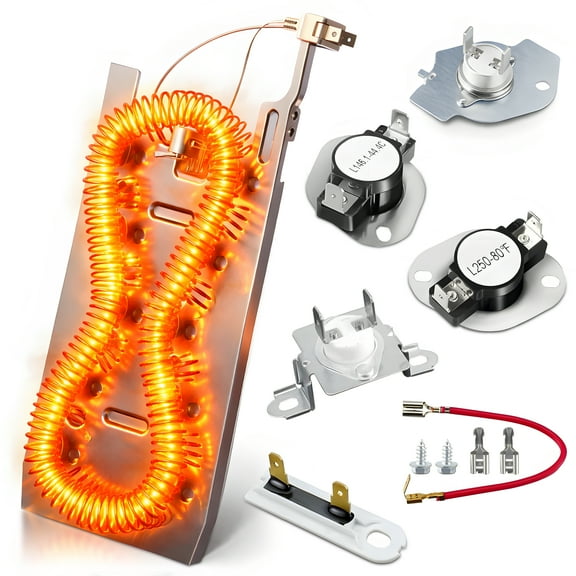 Upgraded 3387747 Dryer Heating Element for Whirlpool Kenmore Maytag Dryer, WP3387747 W11344457 W11045584 Dryer Heater Heating Element with 3392519 279816 279973 Thermal Fuse Kit for Whirlpool Dryers