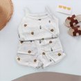 thumbnail image 2 of KPOPLK Toddler Baby Girl Clothes Sumemr Teen Sleeveless Tank Tops Ruffle Halter Shirts Floral Shorts 2 Piece Set Summer Pajamas Outfits(3-4 Years,White), 2 of 5
