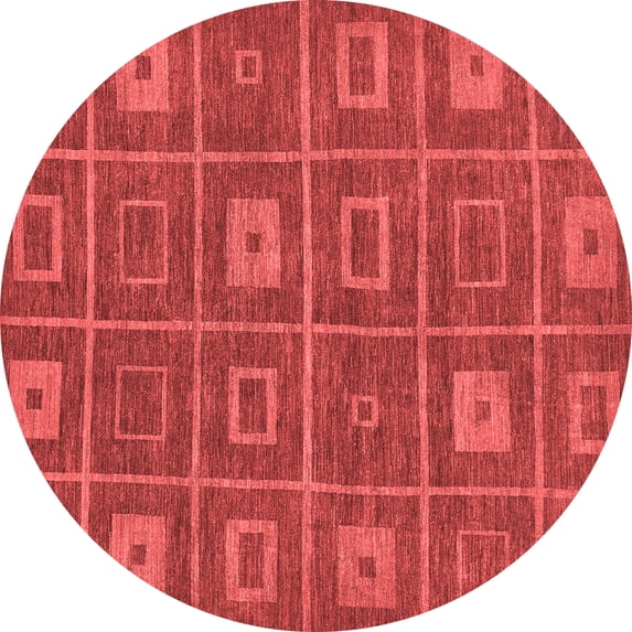 Ahgly Company Indoor Round Abstract Red Modern Area Rugs, 8' Round