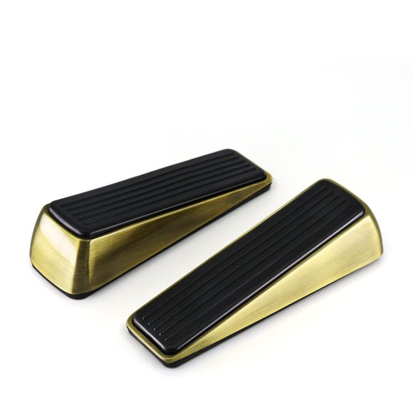 2 Pack Butée de Porte - Butée de Porte Robuste - Tient les Portes Fermement et Ne Bouge Pas - en Caoutchouc et Alliage de Zinc, pour Maison Butée de Porte Premium et Bureau, Fonctionne sur Toutes les Portes (Ton Bronze)