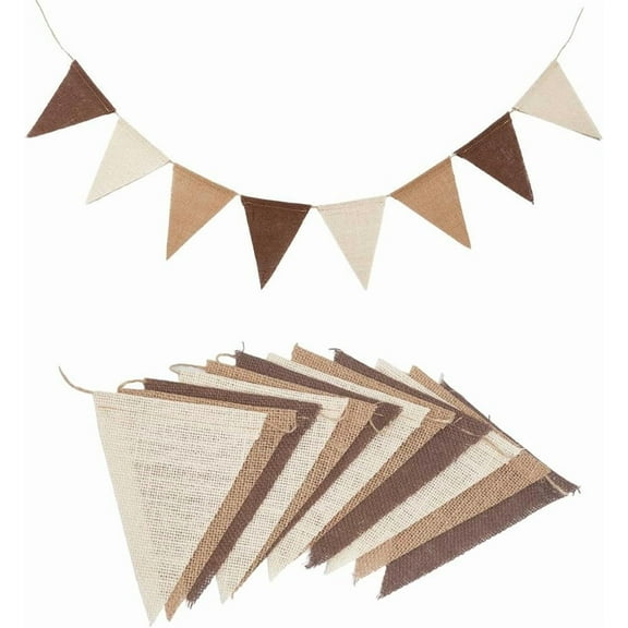 Linen & Twine Pennant Flags Banners for Party Birthday Festival Celebration Triangle Coffee 3940x170x3mm