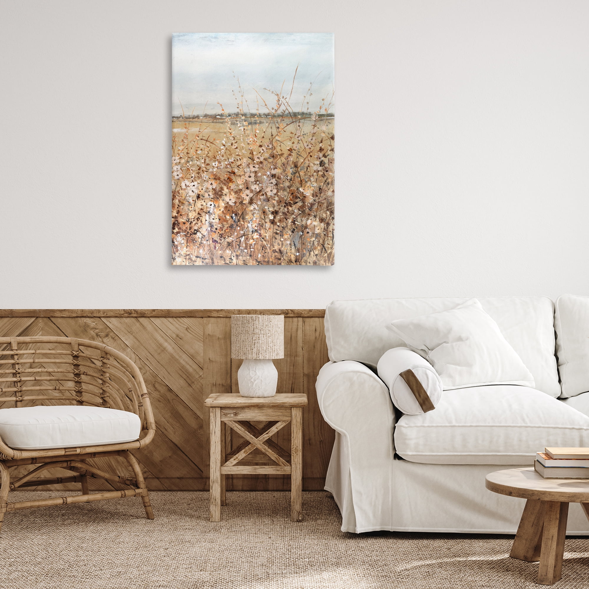 Stupell Industries View Through Meadow Flowers Landscape & Nature Painting Wrapped Canvas Art Print Wall Art, 24 x 36