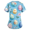 thumbnail image 2 of Stretch Scrubs For Women，Scrub Tops Womens Cute Easter Printed Nurse Uniforms 2026 Short Sleeve Scrub V Neck Shirt with Pockets，Dark Blue，XL, 2 of 3