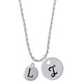 thumbnail image 1 of Delight Jewelry Silvertone Capital Letter - L - Pebble Disc - Silvertone Script Initial Disc - I - Charm Necklace, 20"+3", 1 of 4