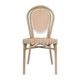 thumbnail image 6 of Merrick Lane Stacking Thonet French Bistro Style Chair, Natural & White PE Rattan Seat, and Light Bamboo Finished Metal Frame for Indoor/Outdoor Use, 6 of 14