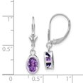 thumbnail image 2 of 14k White Gold 7x5mm Oval Amethyst Leverback Earrings, 2 of 2