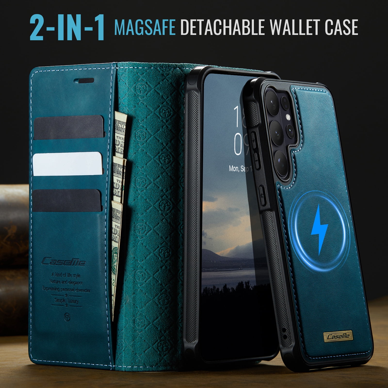 New Phone Case For Samsung Galaxy S26 Ultra, Business Leather Shockproof Flip Stand RFID Card Slots 2-in-1 Detachable Magnetic Wallet Case Cover,Green