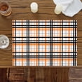 thumbnail image 2 of Orange Black Plaid Placemats for Dinning Table Set of 6, Farmhouse Orange Black Checkered Burlap Kitchen Place Mats Waterproof Cloth Table Mats, Indoor Outdoor Placemats Easy Clean Dinner Decor, 2 of 8