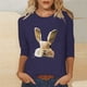 thumbnail image 1 of Xuyuer Ladies' Easter Print Round Neck Three Quarter Sleeve 3/4 Sleeve T-shirt Loose Tops Casual Loose Fit Crewneck T Shirts Tunic Tops, 1 of 5