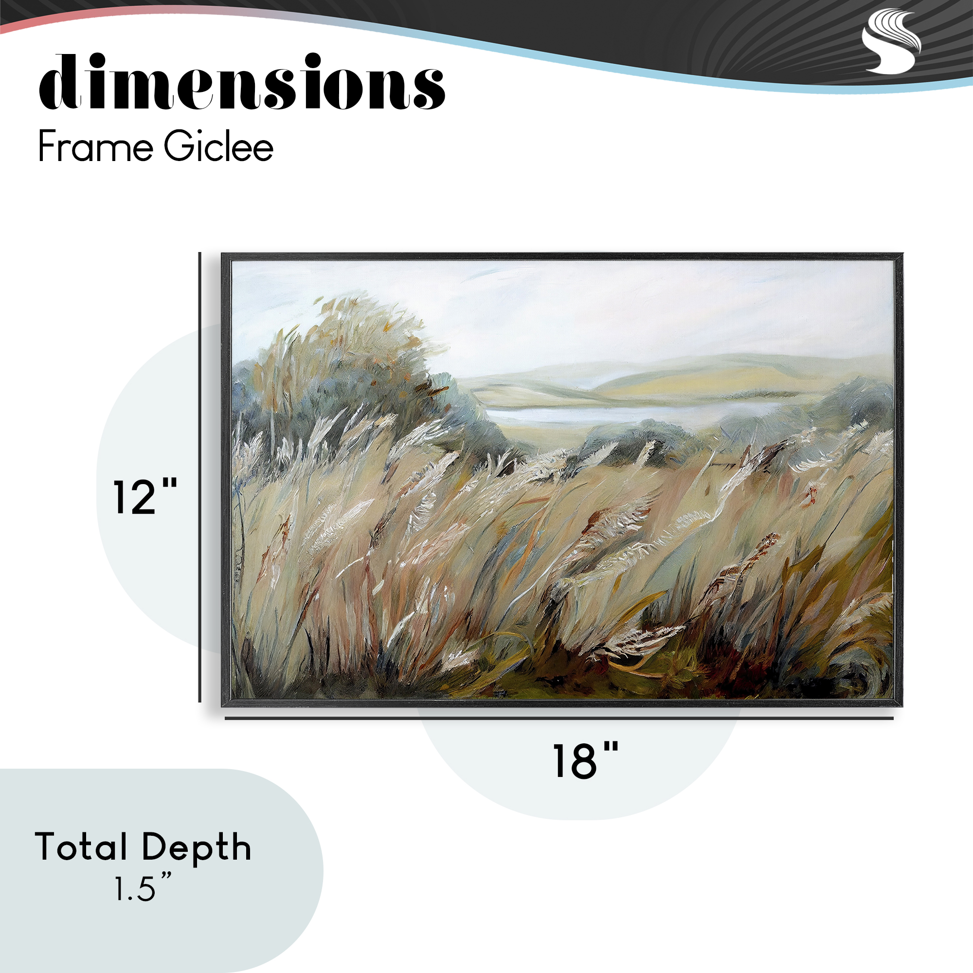 Windy Meadow Distortion Black Framed Giclee Art, design by Sasha