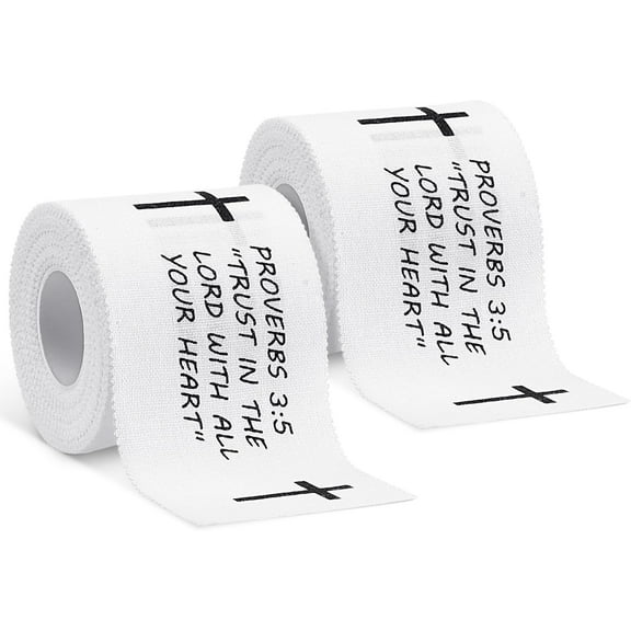 2 Pcs Christian Athletic Cross Tape, Jesus Tape Cotton Wrap 2in x 23ft, Sports Wrist Wrap (Proverbs 3:5)