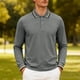 thumbnail image 1 of pstuiky Camisas de manga larga de invierno para hombre, Camisa de manga larga con solapa y botones para hombre, de color liso Tops casuales para hombres l, 1 of 7