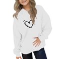 thumbnail image 2 of SGFCWSX Girls Hoodies Heart Print Sweatshirt for Kids Hooded Fashion Long Sleeve Warm Pullover Tops White Size 9-10 Years, 2 of 5