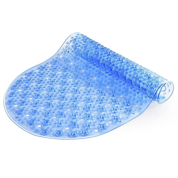 Semfri Bath Tub Shower Mat 27x15 inch Non Slip Bath Tub Mats Shower Mat with Suction Cups and Drain Holes Machine Washable Tub Mat Clear Blue