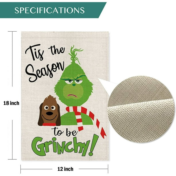 Tis The Season to Be Grinch Garden Flag Vertical Double Sized, Christmas  Winter Holiday Party Yard Outdoor Decoration 12 x 18 Inch 