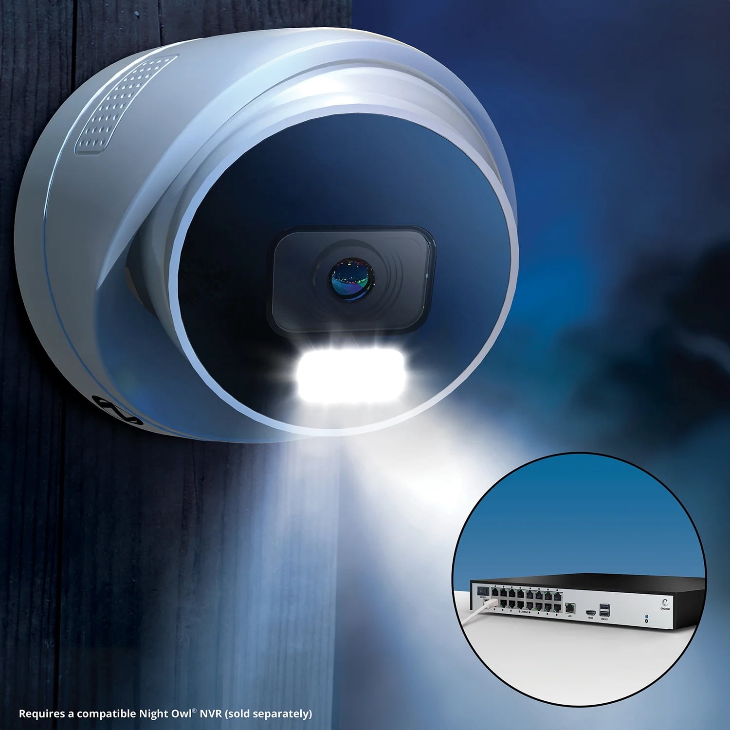 Night Owl Add on Wired IP 4K Deterrence Dome Camera with 2-Way Audio - White Pack