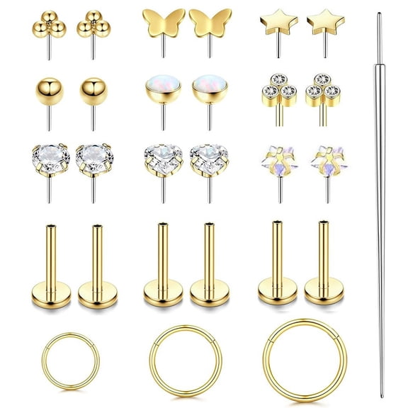 18G Threadless Nose Studs For Women Men - Hypoallergenic 316L Surgical Steel Nose Rings Hoop CZ Lip Labret Septum Medusa Nose Rings Studs Push In Flat Back Earrings Cartilage Helix Conch Nostril