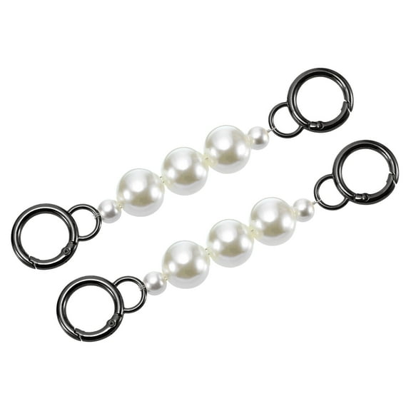 Uxcell 2Pack 15cm/5.9" Pearl Purse Chain Strap Extender for Handbag, Gray/White Pearl