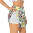 thumbnail image 2 of Bixox Women's Cartoon Flowers pattern 2 in 1 Running Shorts - Lightweight Athletic Workout Gym Yoga Shorts Liner with Pockets - Large, 2 of 7