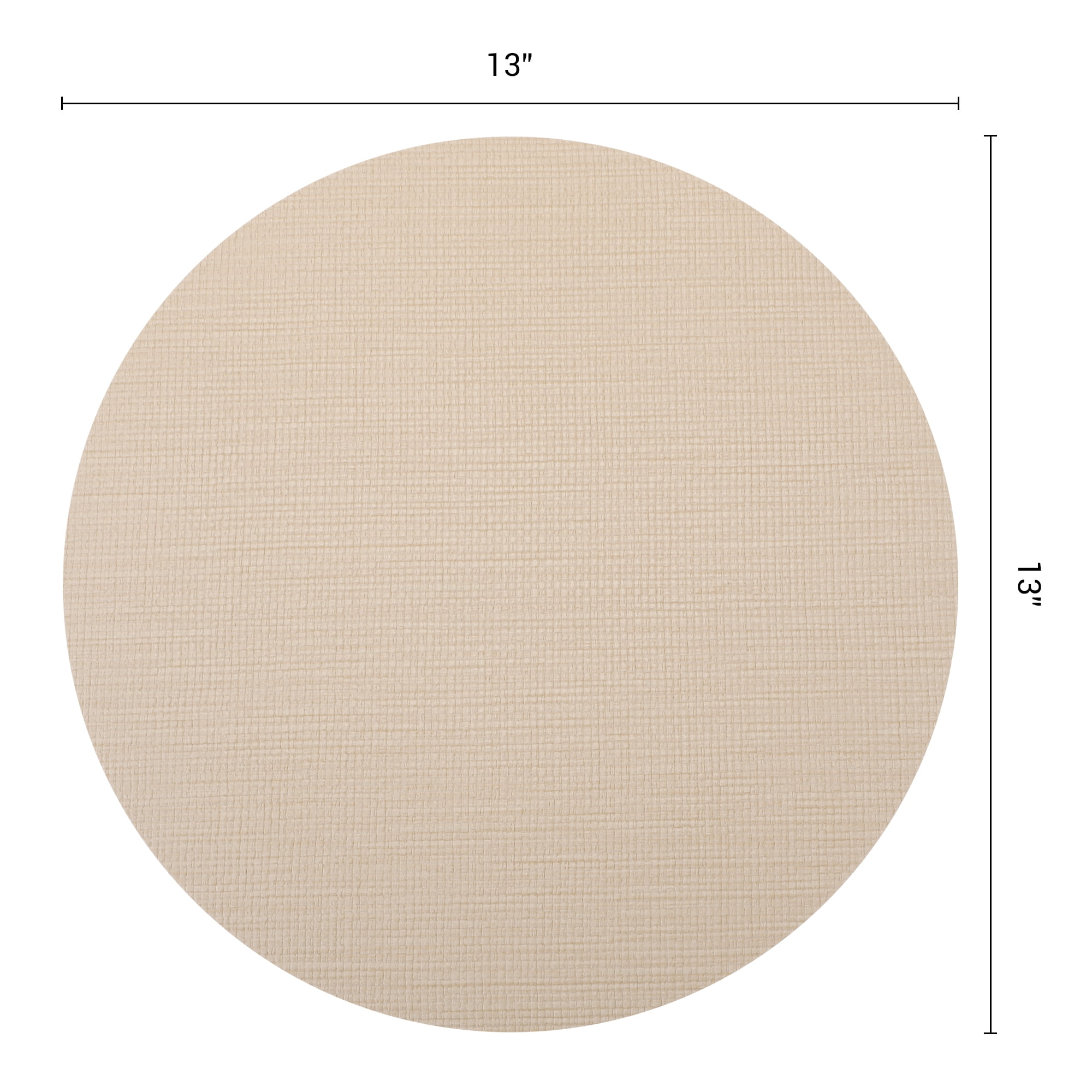 Unique Bargains 6pcs Faux Leather Wipeable Placemats Apricot White 13"x13"