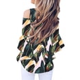 thumbnail image 2 of Langwyqu Womens Cold Shoulder Blouse Bell Sleeve Tie Knot Casual Summer Shirt, 2 of 2