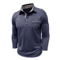 thumbnail image 5 of Aimik Polo Shirts for Men Long Sleeve Textured Button Down Pocket Casual Solid Shirts Fall Winter Moisture Wicking Lightweight Golf Tops,Blue,XL, 5 of 6