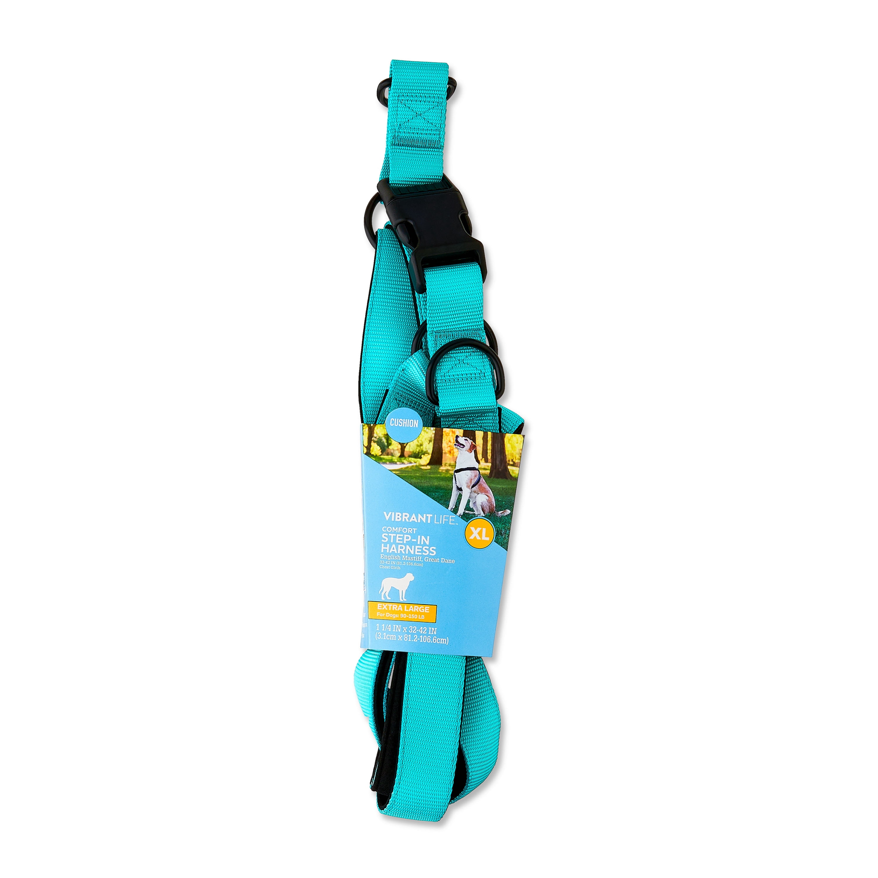 Vibrant Life Polyester Comfort Step-in Dog Harness, Teal, XL