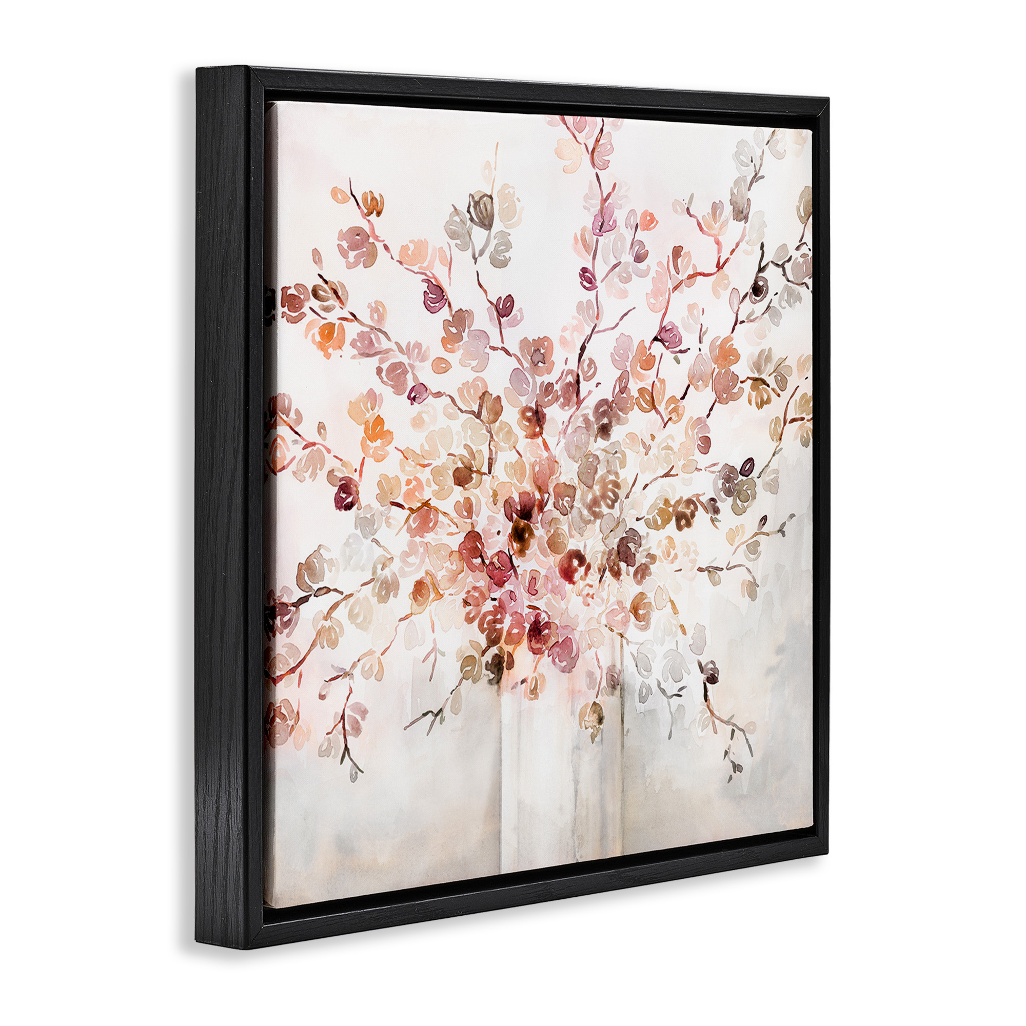 Stupell Industries Abstract Warm Floral Vines Botanical & Floral Painting Black Floater Framed Canvas Art Print Wall Art, 25 x 25