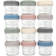 WeeSprout Glass Baby Food Storage Jars with Plastic Lids (4 oz, 12 Pack Set)