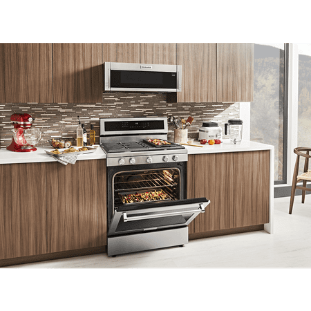 KitchenAid - 5.8 Cu. Ft. Self-Cleaning Freestanding Gas True Convection Range with Even-Heat - Stainless steel