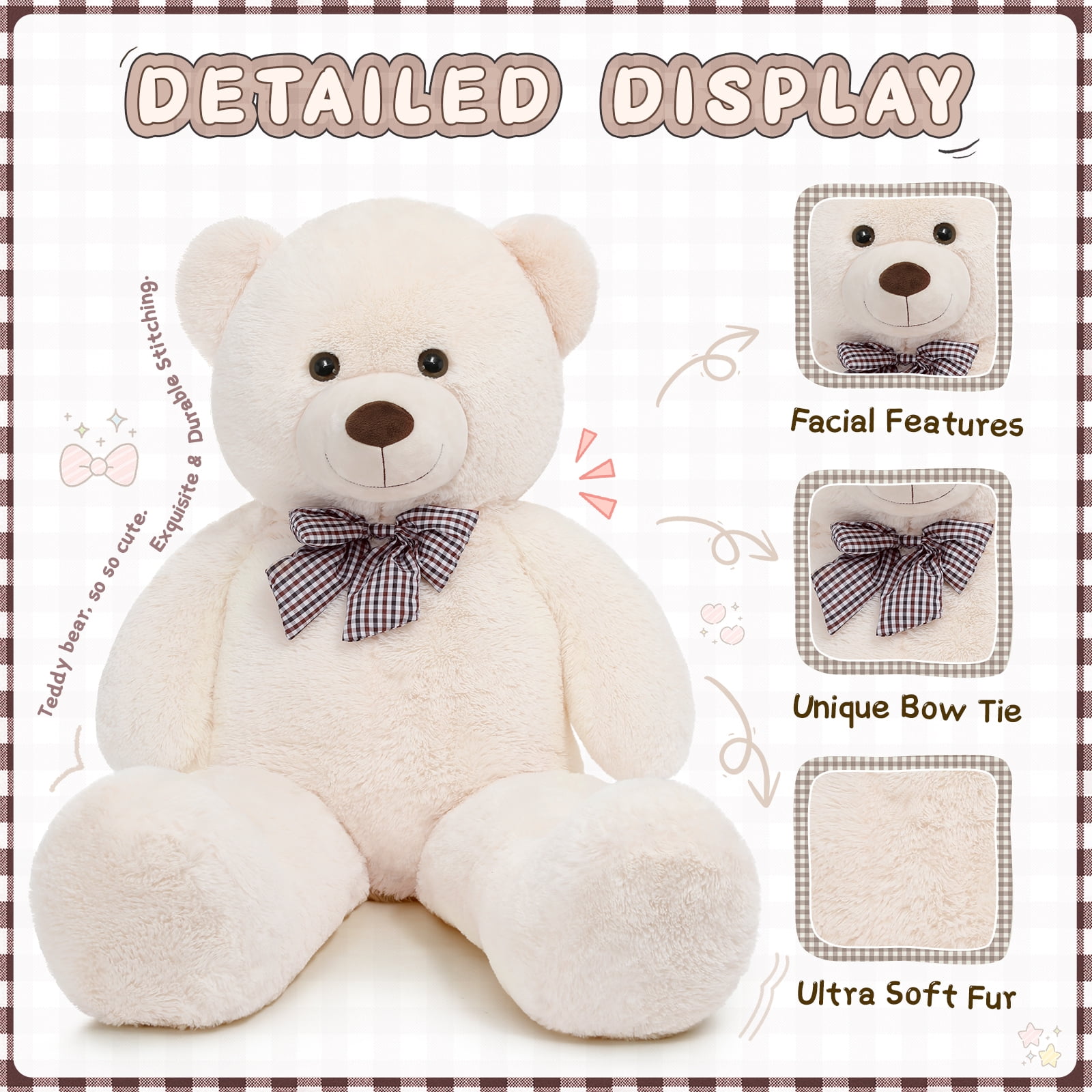 MorisMos Giant Teddy Bear 55" Stuffed Animal Soft Big Bear Plush Toy