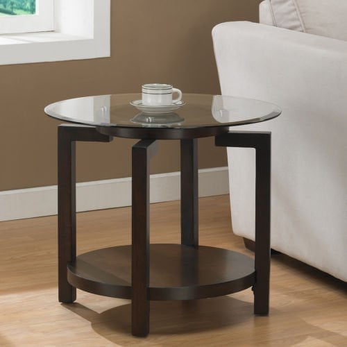Tanner Espresso End Table With Storage Shelf And Beveled Glass Round Top Com - Round Espresso Coffee Table With Storage Tanner Espresso End Table With Storage Shelf And Beveled Glass Round Top Com - Round Espresso Coffee Table With Storage