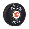thumbnail image 1 of Mike Vernon Rondelle de Hockey des Flames de Calgary Autographiée avec Note HOF, 1 of 2