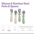 thumbnail image 4 of Melii silicone & stainless steel spoon and fork set for baby  4 pack - mint + cream, 4 of 5