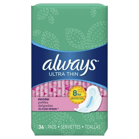 Always Ultra Thin Slender Pads With Wings, Unscented, 36 Count