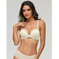 Deyllo Women's Push Up Bra Full Coverage Underwire Support Padded Seamless T Shirt Bra, Ivory