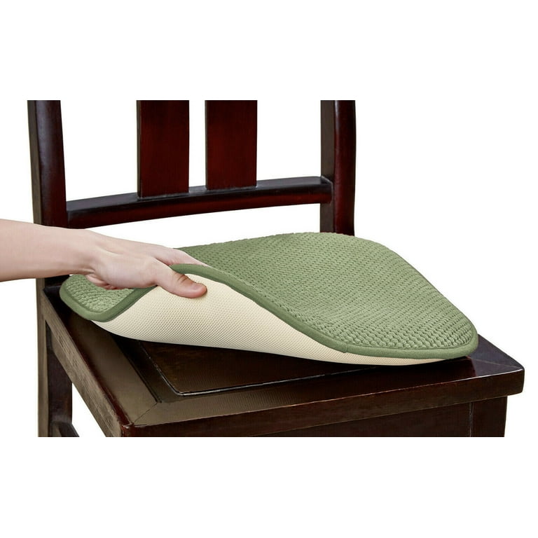 4 Pack: Premium Memory Foam Non Slip Chair Cushions, Sage Green