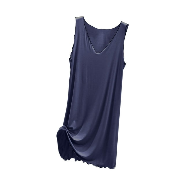 Timegard Chemise de Nuit pour Femmes Col en V à Volants Sans Manches Robe Chemise Confortable Douce Robe Débardeur Vêtements de Nuit