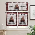 thumbnail image 2 of Merry Christmas Kitchen Curtains and Valances Set, Farm Truck Xmas Cow Red Plaid Wood Grain Rod Pocket Window Valance Window Curtain Panels for Living Room Bedroom Laundry, 27.5x24in, 3 Pieces, 2 of 7