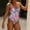 Purple, variant on One-Piece High Cut Swimsuit Colorful Printed Scoop Neck Thong Swimwears Spaghetti Straps High-Cut Open Back Bikini Suit, Hot Pink, M